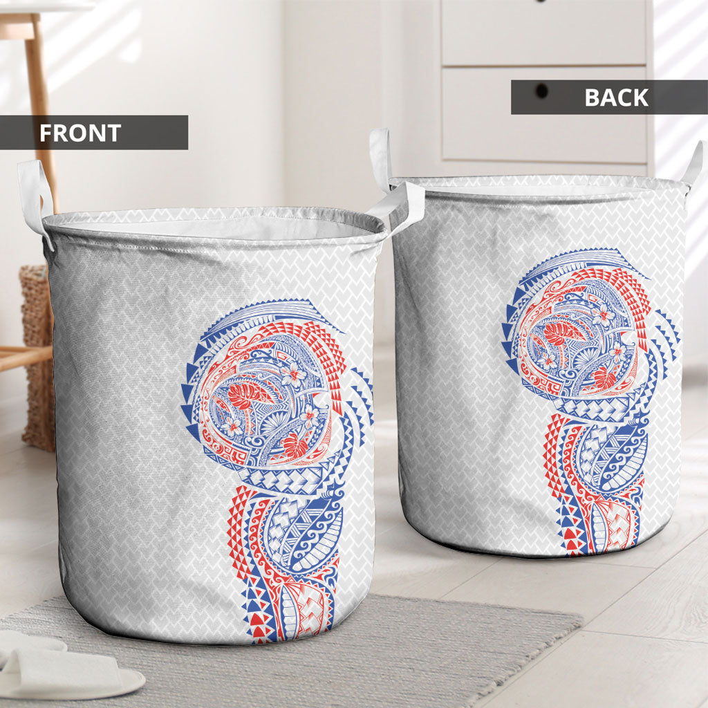 Hawaiian Traditional Tattoos Laundry Basket Kakau Tribal Tropical Plant Motif Hawaii Flag Color Inspired LT03 - Polynesian Pride