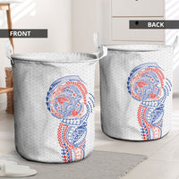 Hawaiian Traditional Tattoos Laundry Basket Kakau Tribal Tropical Plant Motif Hawaii Flag Color Inspired LT03 - Polynesian Pride