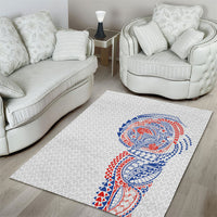 Hawaiian Traditional Tattoos Area Rug Kakau Tribal Tropical Plant Motif Hawaii Flag Color Inspired LT03 - Polynesian Pride