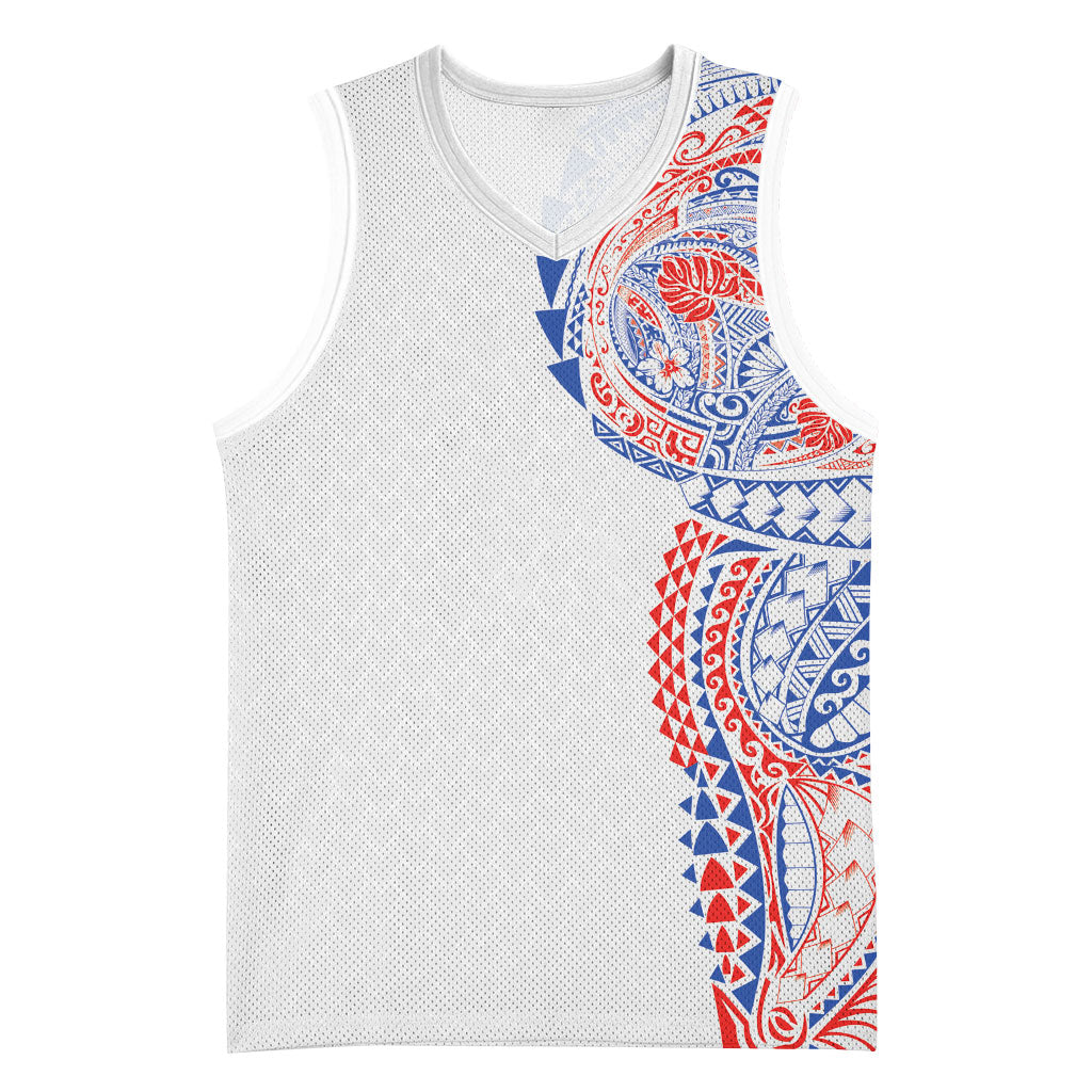 Hawaiian Traditional Tattoos Basketball Jersey Kakau Tribal Tropical Plant Motif Hawaii Flag Color Inspired LT03 Unisex Multicolor - Polynesian Pride