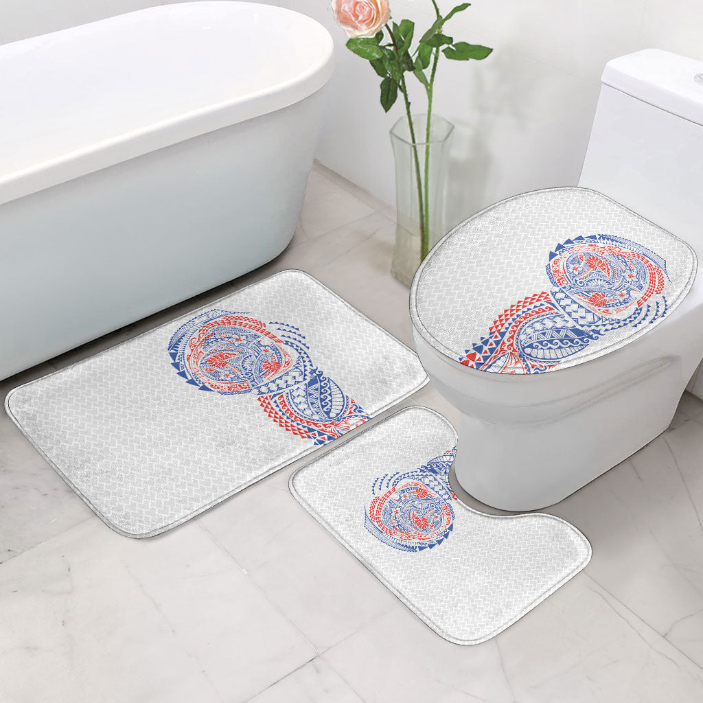 Hawaiian Traditional Tattoos Bathroom Set Kakau Tribal Tropical Plant Motif Hawaii Flag Color Inspired LT03 - Polynesian Pride