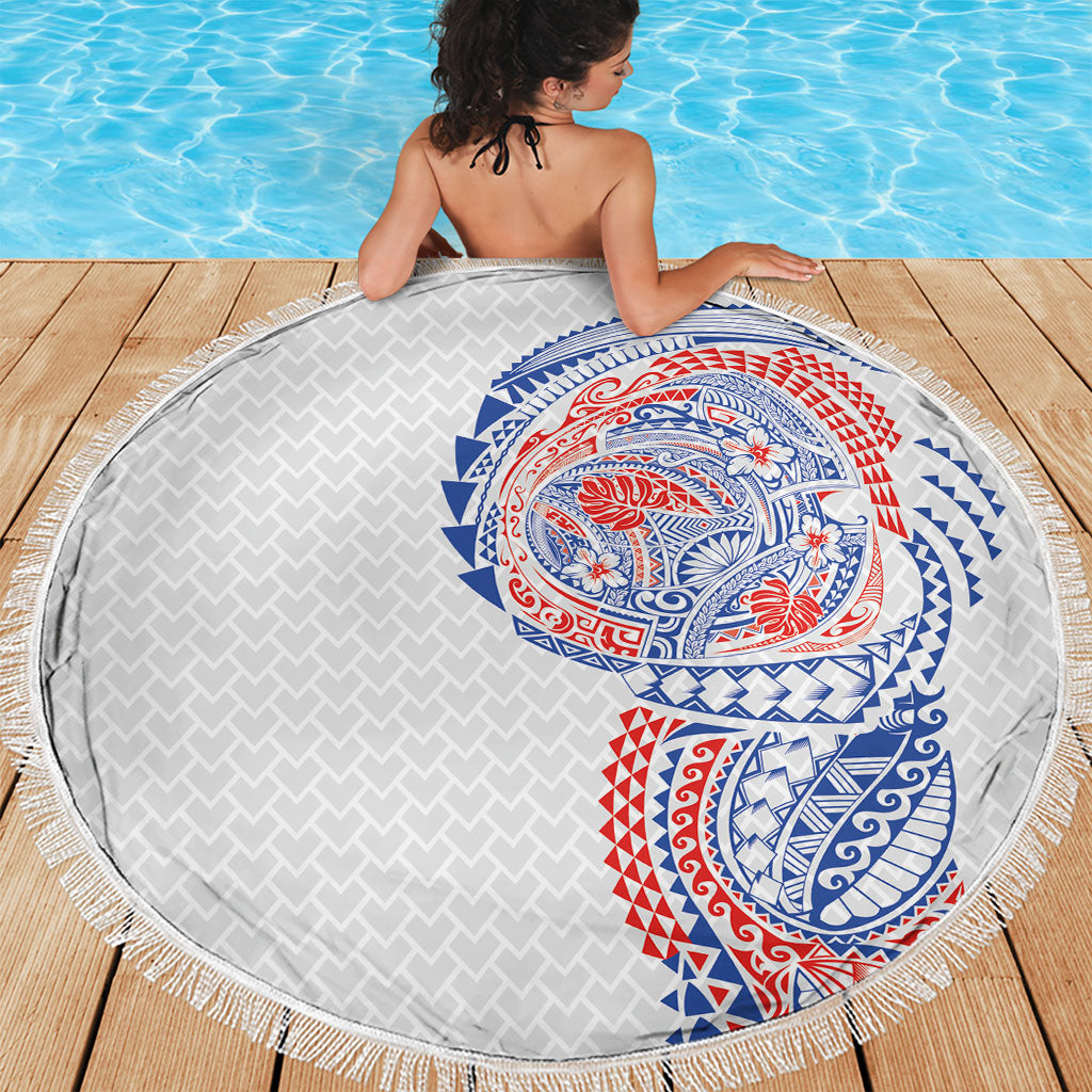 Hawaiian Traditional Tattoos Beach Blanket Kakau Tribal Tropical Plant Motif Hawaii Flag Color Inspired LT03 - Polynesian Pride