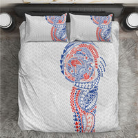 Hawaiian Traditional Tattoos Bedding Set Kakau Tribal Tropical Plant Motif Hawaii Flag Color Inspired