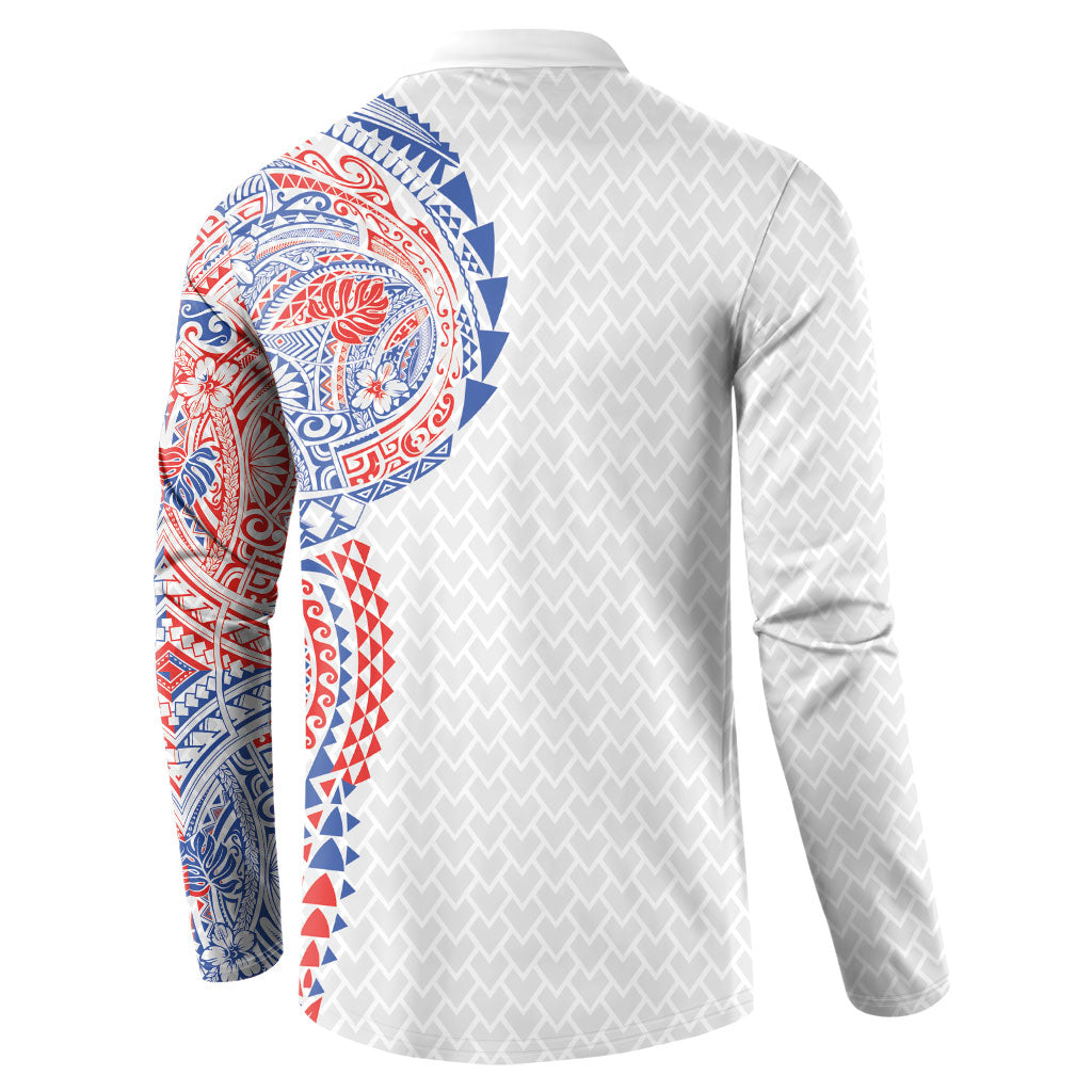 Hawaiian Traditional Tattoos Button Sweatshirt Kakau Tribal Tropical Plant Motif Hawaii Flag Color Inspired