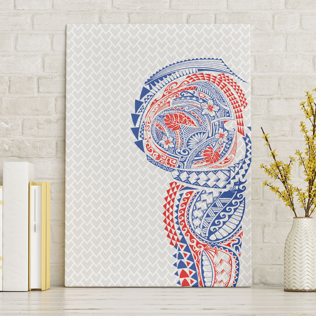 Hawaiian Traditional Tattoos Canvas Wall Art Kakau Tribal Tropical Plant Motif Hawaii Flag Color Inspired LT03 Without Frame Multicolor - Polynesian Pride