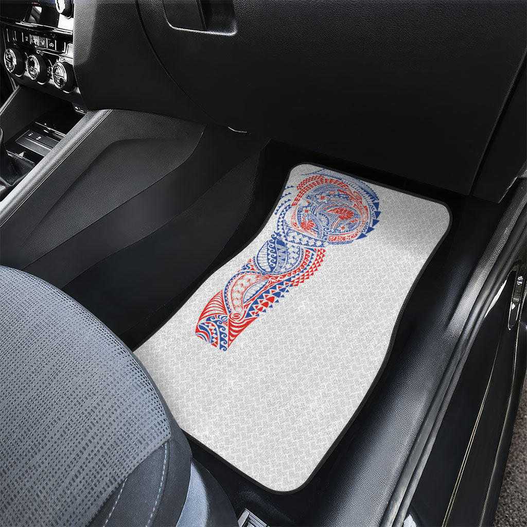Hawaiian Traditional Tattoos Car Mats Kakau Tribal Tropical Plant Motif Hawaii Flag Color Inspired LT03 - Polynesian Pride