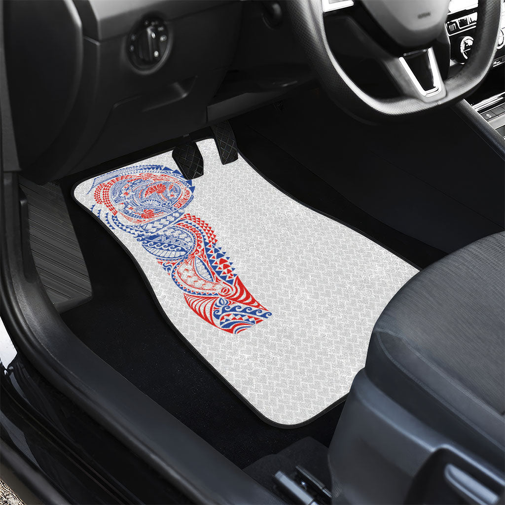 Hawaiian Traditional Tattoos Car Mats Kakau Tribal Tropical Plant Motif Hawaii Flag Color Inspired LT03 - Polynesian Pride