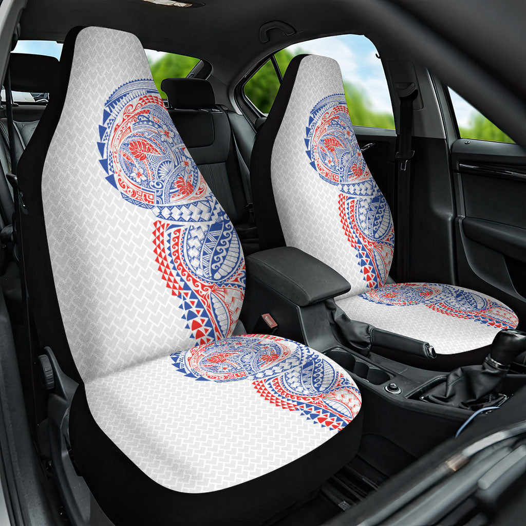 Hawaiian Traditional Tattoos Car Seat Cover Kakau Tribal Tropical Plant Motif Hawaii Flag Color Inspired