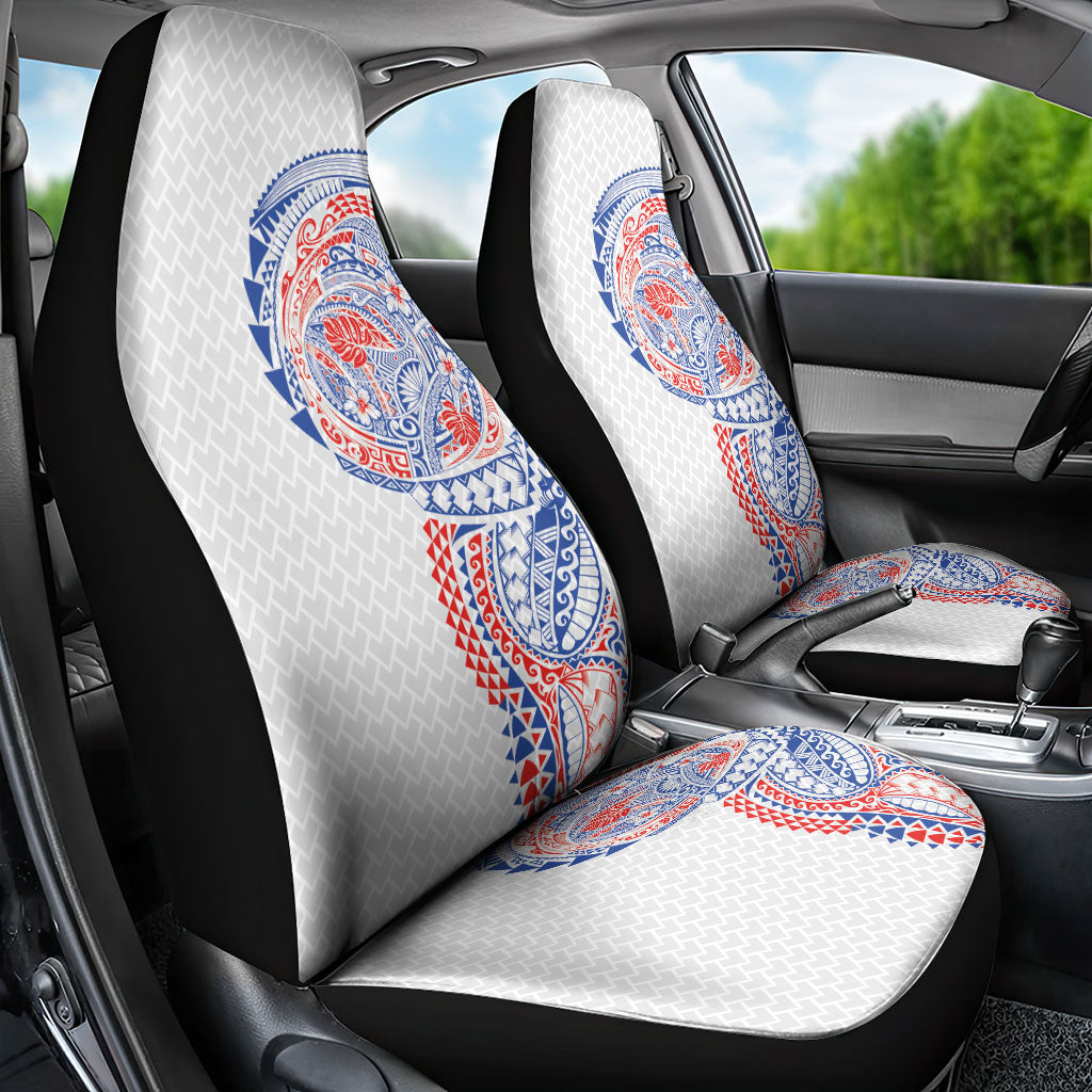 Hawaiian Traditional Tattoos Car Seat Cover Kakau Tribal Tropical Plant Motif Hawaii Flag Color Inspired LT03 - Polynesian Pride