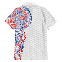 Hawaiian Traditional Tattoos Family Matching Off Shoulder Short Dress and Hawaiian Shirt Kakau Tribal Tropical Plant Motif Hawaii Flag Color Inspired LT03 - Polynesian Pride