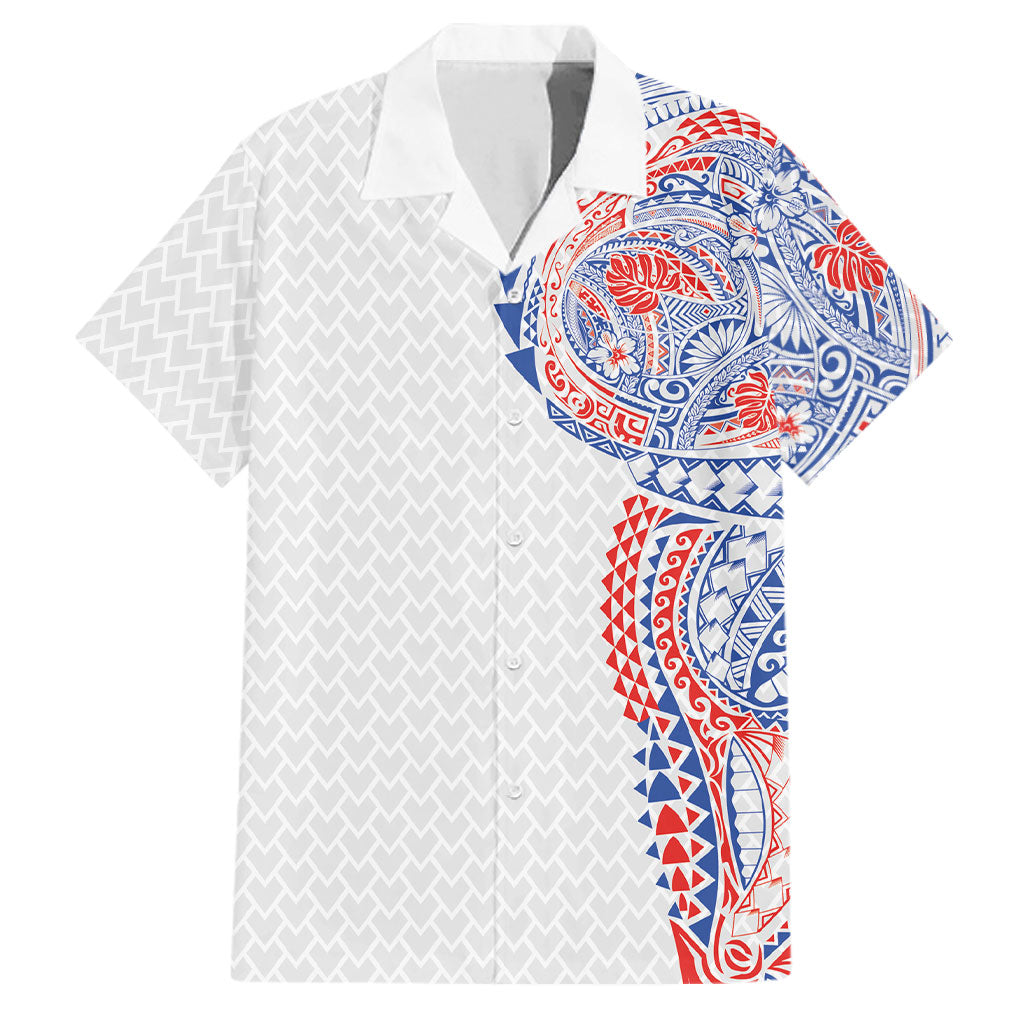 Hawaiian Traditional Tattoos Family Matching Summer Maxi Dress and Hawaiian Shirt Kakau Tribal Tropical Plant Motif Hawaii Flag Color Inspired LT03 Dad's Shirt - Short Sleeve Multicolor - Polynesian Pride
