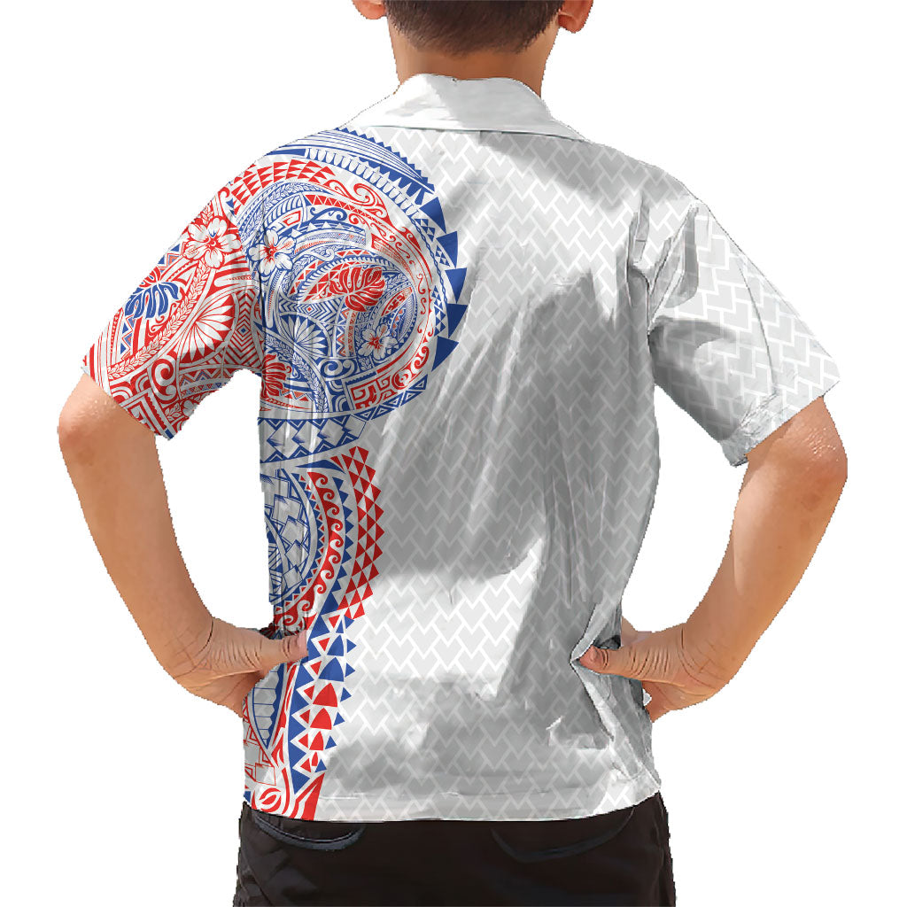 Hawaiian Traditional Tattoos Family Matching Tank Maxi Dress and Hawaiian Shirt Kakau Tribal Tropical Plant Motif Hawaii Flag Color Inspired LT03 - Polynesian Pride