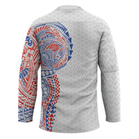 Hawaiian Traditional Tattoos Hockey Jersey Kakau Tribal Tropical Plant Motif Hawaii Flag Color Inspired LT03 - Polynesian Pride