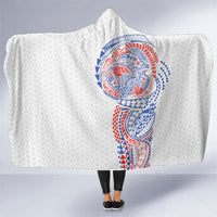 Hawaiian Traditional Tattoos Hooded Blanket Kakau Tribal Tropical Plant Motif Hawaii Flag Color Inspired LT03 One Size Multicolor - Polynesian Pride