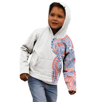 Hawaiian Traditional Tattoos Kid Hoodie Kakau Tribal Tropical Plant Motif Hawaii Flag Color Inspired LT03 - Polynesian Pride