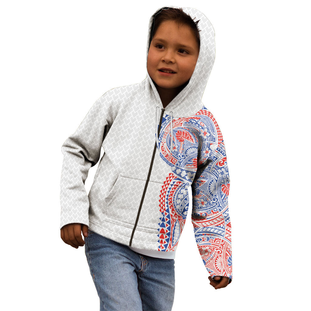 Hawaiian Traditional Tattoos Kid Hoodie Kakau Tribal Tropical Plant Motif Hawaii Flag Color Inspired LT03 - Polynesian Pride