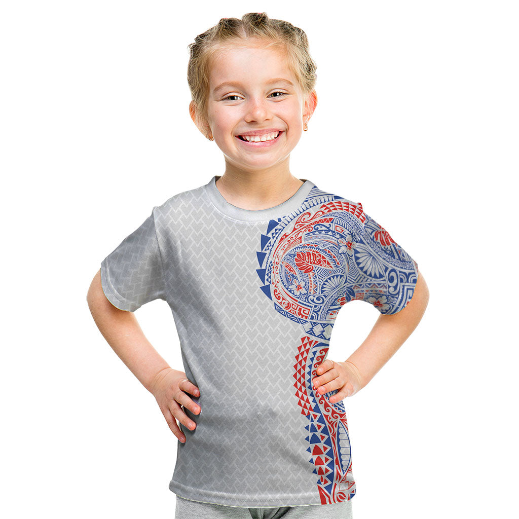 Hawaiian Traditional Tattoos Kid T Shirt Kakau Tribal Tropical Plant Motif Hawaii Flag Color Inspired LT03 Multicolor - Polynesian Pride