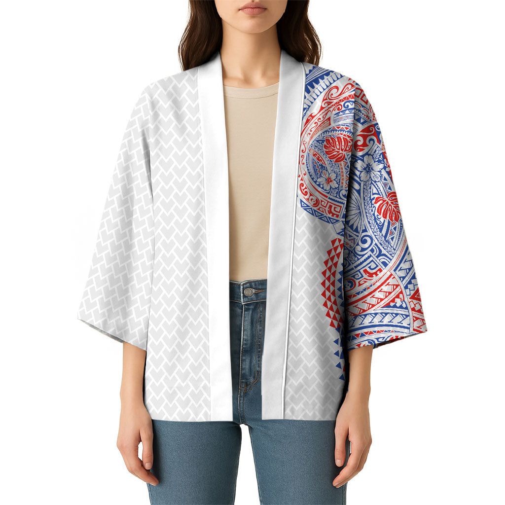 Hawaiian Traditional Tattoos Kimono Kakau Tribal Tropical Plant Motif Hawaii Flag Color Inspired LT03 - Polynesian Pride