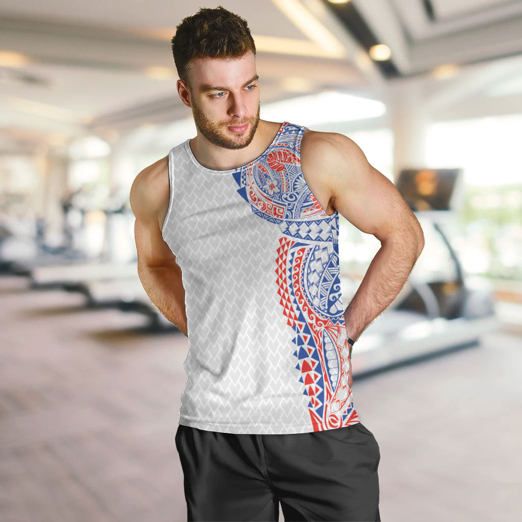 Hawaiian Traditional Tattoos Men Tank Top Kakau Tribal Tropical Plant Motif Hawaii Flag Color Inspired LT03 Multicolor - Polynesian Pride
