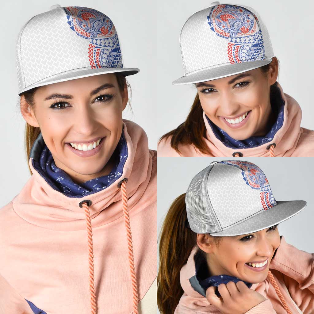 Hawaiian Traditional Tattoos Mesh Trucker Cap Kakau Tribal Tropical Plants Motif Hawaii Flag Color Inspired