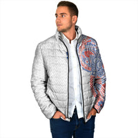 Hawaiian Traditional Tattoos Padded Jacket Kakau Tribal Tropical Plant Motif Hawaii Flag Color Inspired LT03 - Polynesian Pride