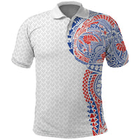 Hawaiian Traditional Tattoos Polo Shirt Kakau Tribal Tropical Plant Motif Hawaii Flag Color Inspired LT03 Multicolor - Polynesian Pride
