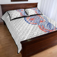 Hawaiian Traditional Tattoos Quilt Bed Set Kakau Tribal Tropical Plant Motif Hawaii Flag Color Inspired LT03 - Polynesian Pride
