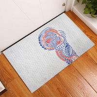 Hawaiian Traditional Tattoos Rubber Doormat Kakau Tribal Tropical Plant Motif Hawaii Flag Color Inspired LT03 - Polynesian Pride