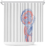 Hawaiian Traditional Tattoos Shower Curtain Kakau Tribal Tropical Plant Motif Hawaii Flag Color Inspired LT03 Multicolor - Polynesian Pride