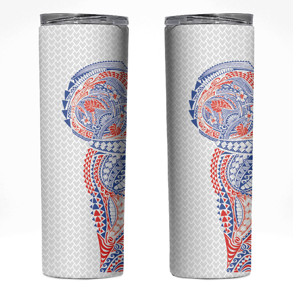 Hawaiian Traditional Tattoos Skinny Tumbler Kakau Tribal Tropical Plant Motif Hawaii Flag Color Inspired