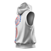 Hawaiian Traditional Tattoos Sleeveless Hoodie Kakau Tribal Tropical Plant Motif Hawaii Flag Color Inspired LT03 - Polynesian Pride