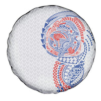 Hawaiian Traditional Tattoos Spare Tire Cover Kakau Tribal Tropical Plant Motif Hawaii Flag Color Inspired LT03 - Polynesian Pride