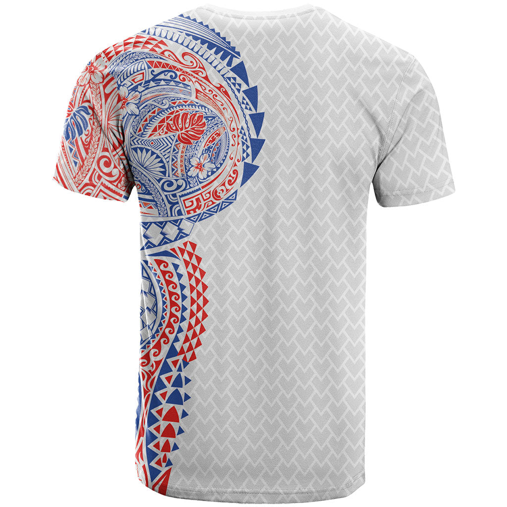 Hawaiian Traditional Tattoos T Shirt Kakau Tribal Tropical Plant Motif Hawaii Flag Color Inspired LT03 - Polynesian Pride