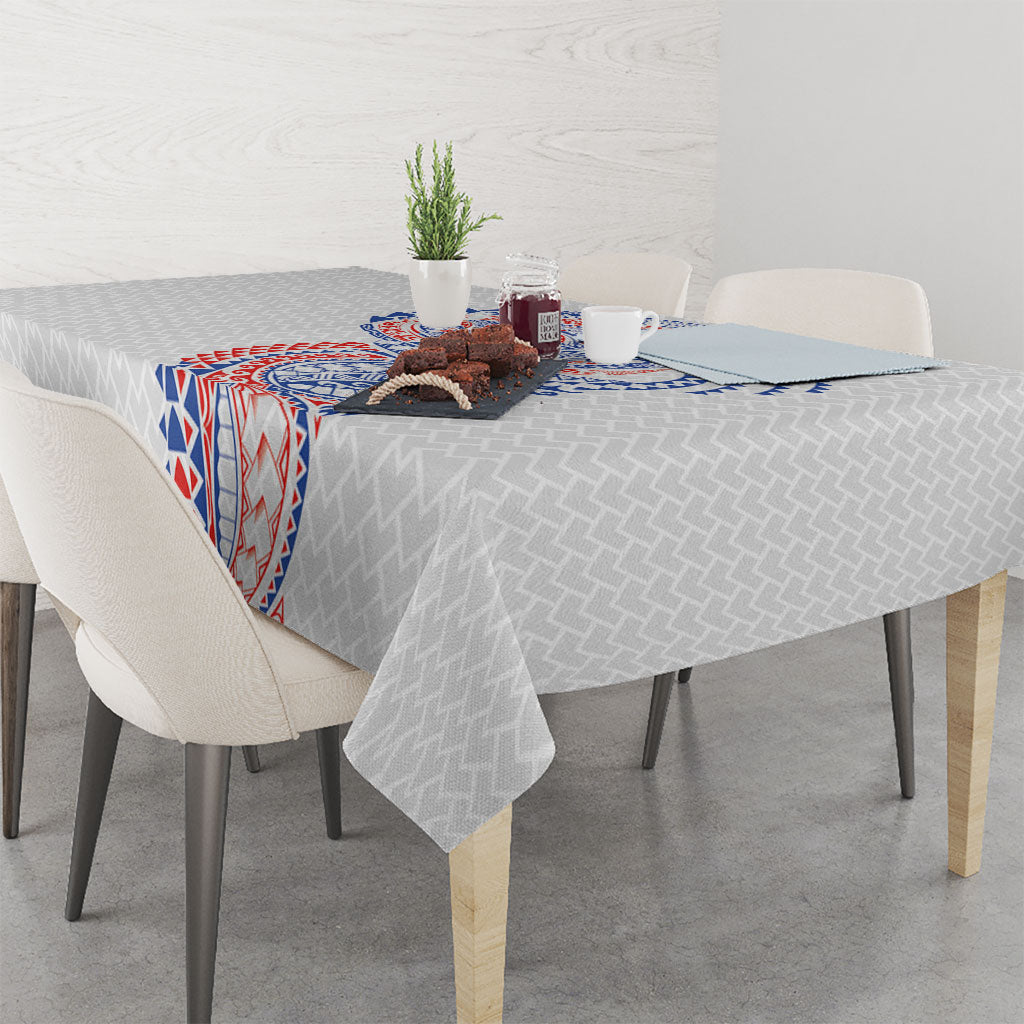 Hawaiian Traditional Tattoos Tablecloth Kakau Tribal Tropical Plant Motif Hawaii Flag Color Inspired