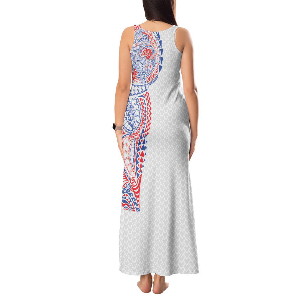Hawaiian Traditional Tattoos Tank Maxi Dress Kakau Tribal Tropical Plant Motif Hawaii Flag Color Inspired LT03 - Polynesian Pride