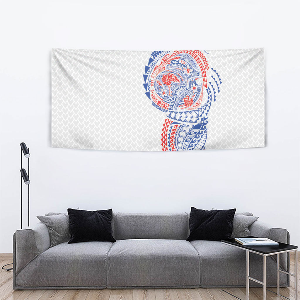 Hawaiian Traditional Tattoos Tapestry Kakau Tribal Tropical Plant Motif Hawaii Flag Color Inspired LT03 - Polynesian Pride