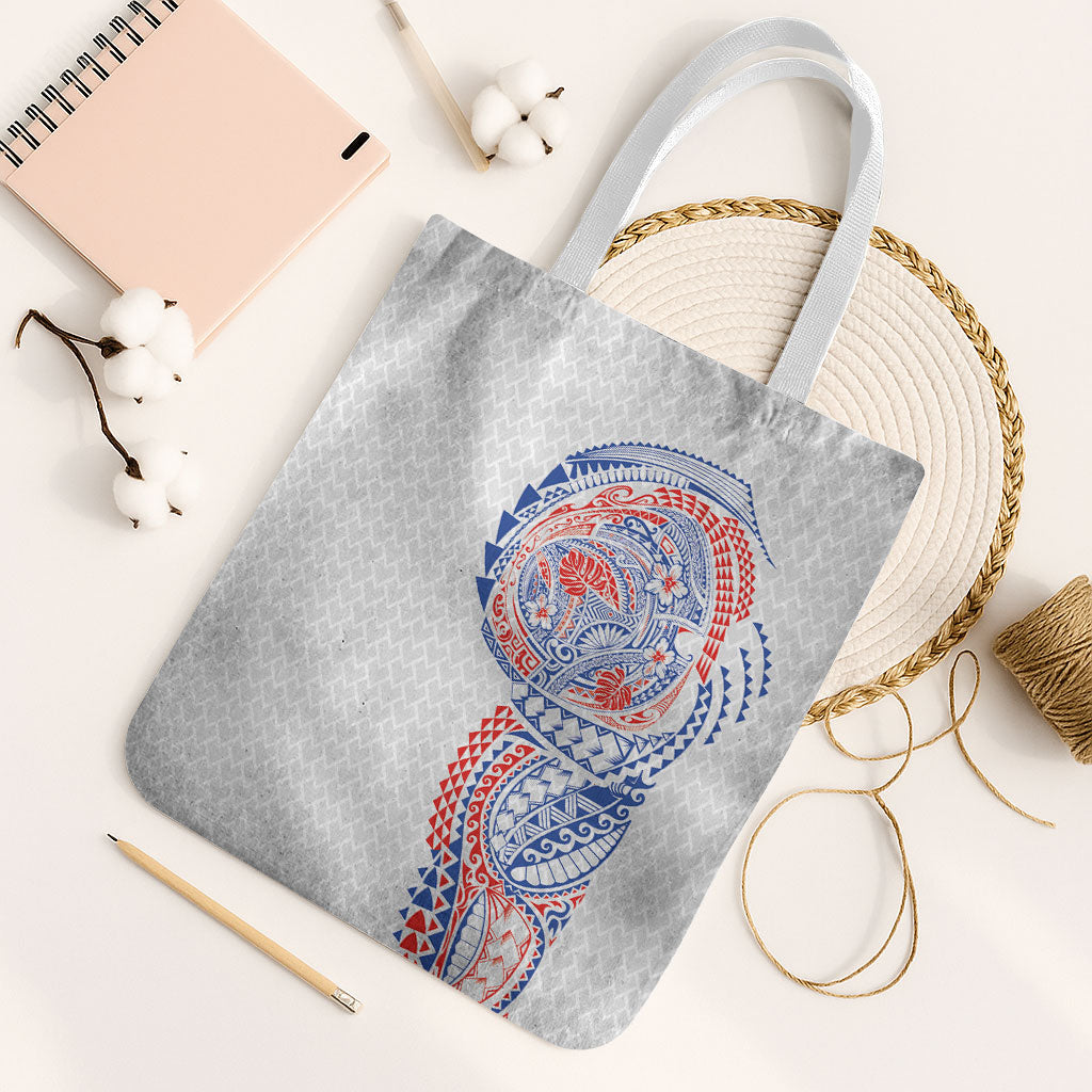 Hawaiian Traditional Tattoos Tote Bag Kakau Tribal Tropical Plant Motif Hawaii Flag Color Inspired LT03 White Strap One Size Multicolor - Polynesian Pride