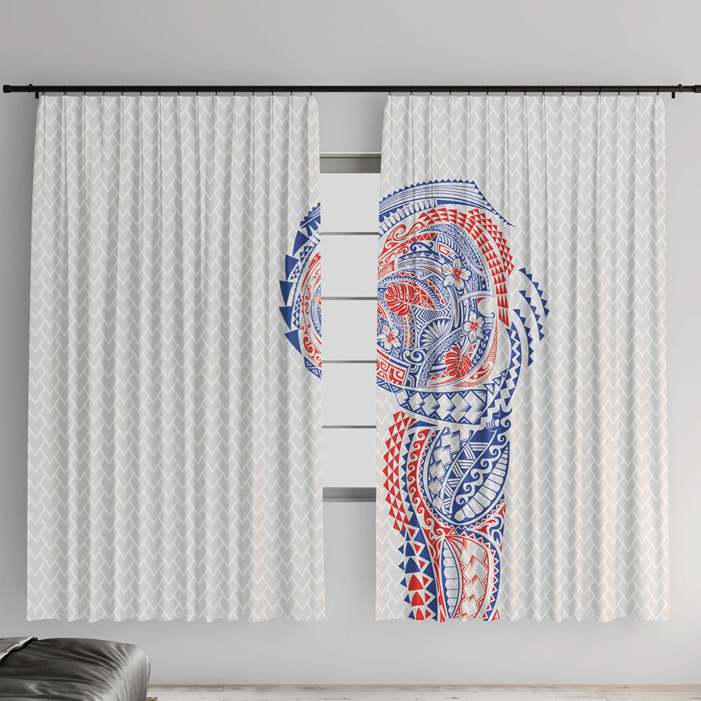 Hawaiian Traditional Tattoos Window Curtain Kakau Tribal Tropical Plant Motif Hawaii Flag Color Inspired LT03 With Hooks Multicolor - Polynesian Pride