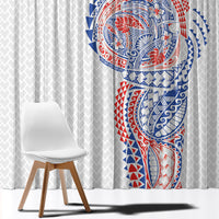 Hawaiian Traditional Tattoos Window Curtain Kakau Tribal Tropical Plant Motif Hawaii Flag Color Inspired LT03 - Polynesian Pride