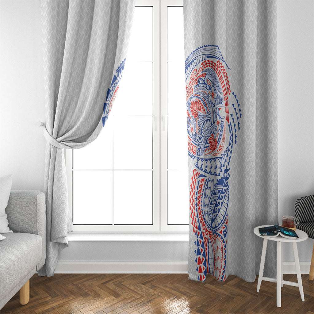 Hawaiian Traditional Tattoos Window Curtain Kakau Tribal Tropical Plant Motif Hawaii Flag Color Inspired LT03 - Polynesian Pride