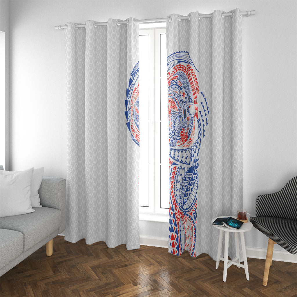 Hawaiian Traditional Tattoos Window Curtain Kakau Tribal Tropical Plant Motif Hawaii Flag Color Inspired LT03 With Grommets Multicolor - Polynesian Pride