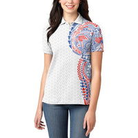 Hawaiian Traditional Tattoos Women Polo Shirt Kakau Tribal Tropical Plant Motif Hawaii Flag Color Inspired LT03 - Polynesian Pride