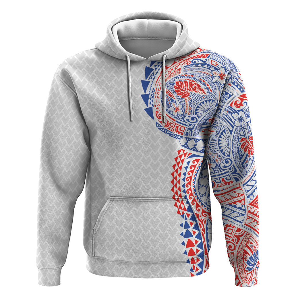 Hawaiian Traditional Tattoos Zip Hoodie Kakau Tribal Tropical Plant Motif Hawaii Flag Color Inspired LT03 Pullover Hoodie Multicolor - Polynesian Pride