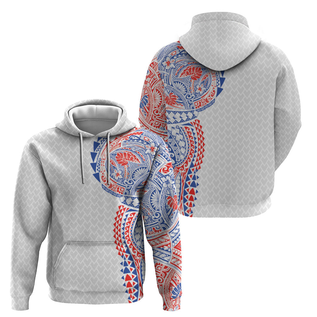 Hawaiian Traditional Tattoos Zip Hoodie Kakau Tribal Tropical Plant Motif Hawaii Flag Color Inspired LT03 - Polynesian Pride