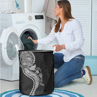 Hawaiian Kakau Tribal Sea Animals Tattoos Laundry Basket Black Color