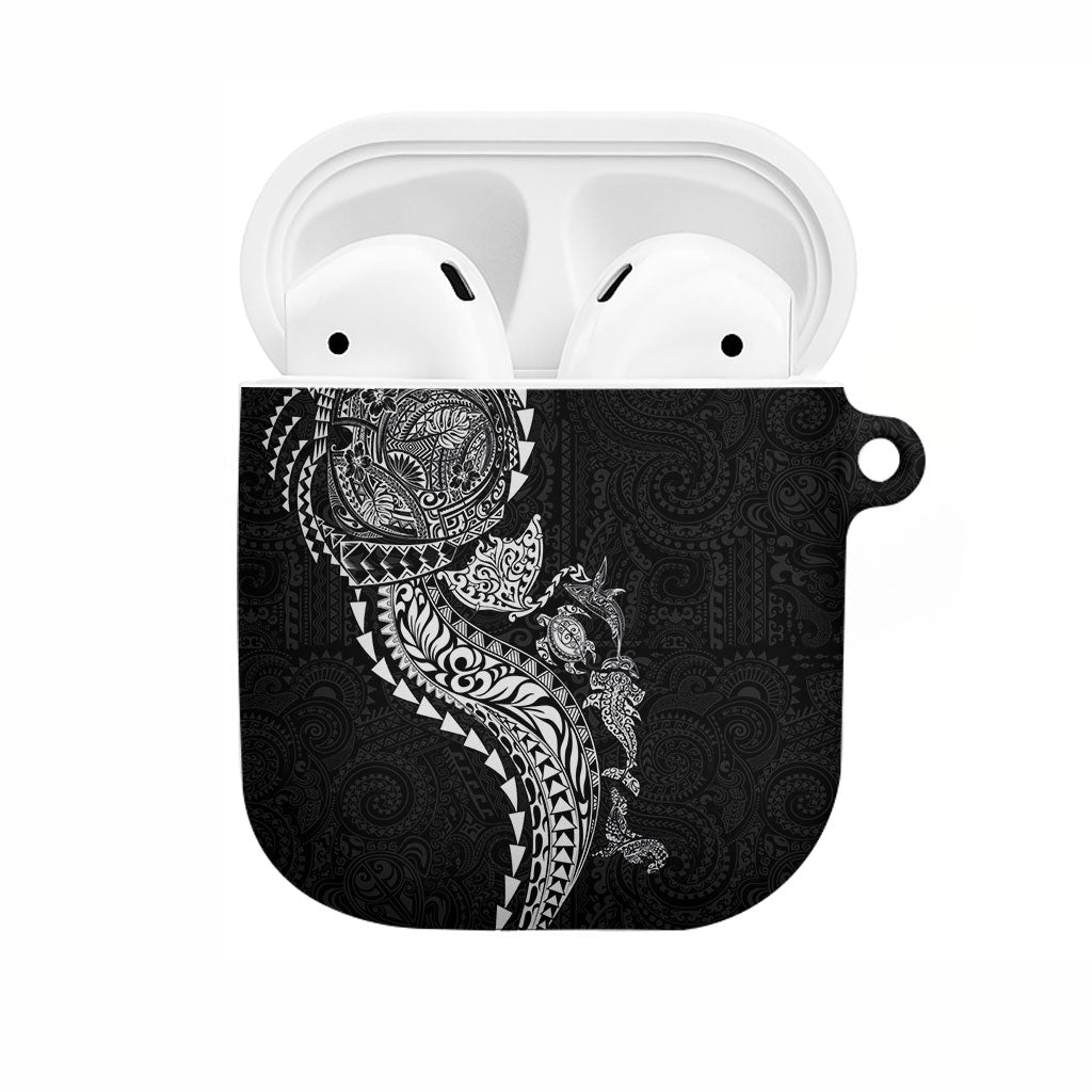 Hawaiian Kakau Tribal Sea Animals Tattoos AirPods Case Black Color