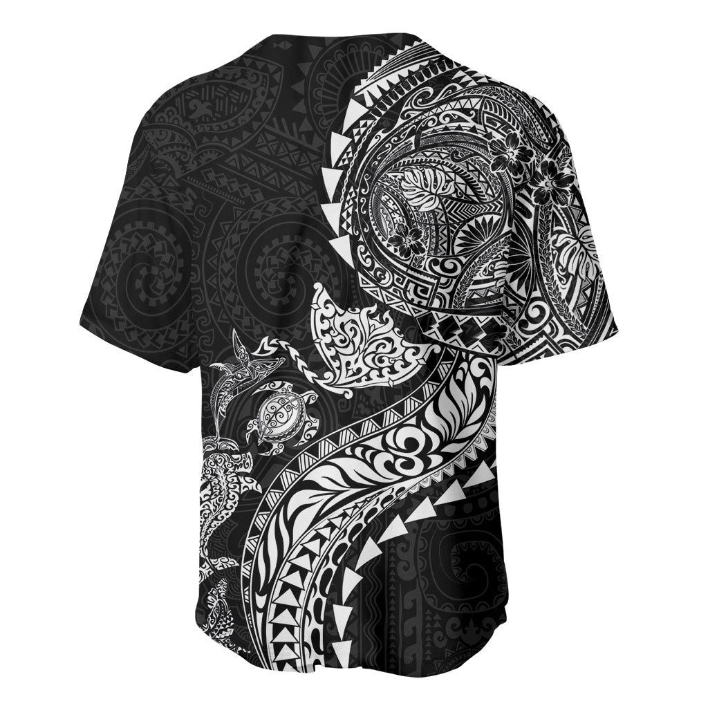 Hawaiian Kakau Tribal Sea Animals Tattoos Baseball Jersey Black Color