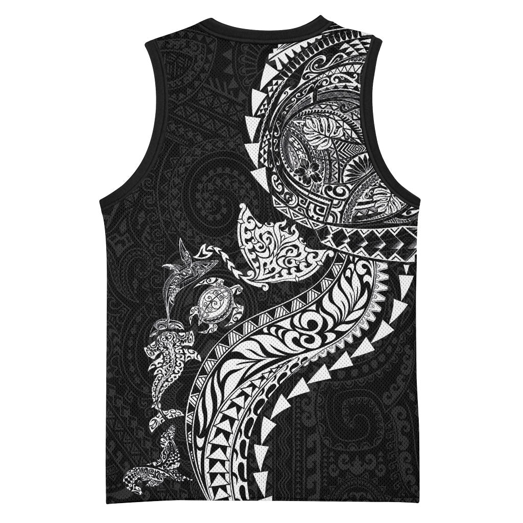 Hawaiian Kakau Tribal Sea Animals Tattoos Basketball Jersey Black Color