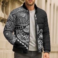 Hawaiian Kakau Tribal Sea Animals Tattoos Bomber Puffer Jacket Black Color