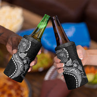 Hawaiian Kakau Tribal Sea Animals Tattoos 4 in 1 Can Cooler Tumbler Black Color
